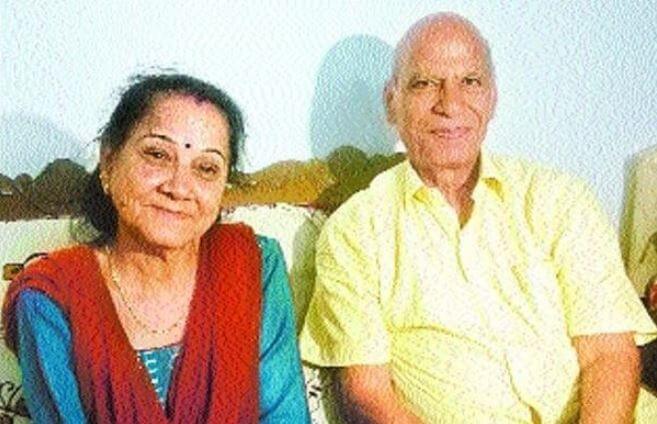 Lakshmi Pichai's son, Sundar Pichai's father-in-law, Olaram with his spouse.